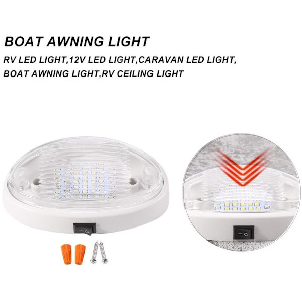 12V LED-lys med afbryder til campingvogn, autocamper, bådmarkise, bagagerumstunnel, hvid