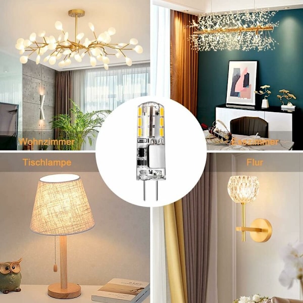 G4 Pære, G4 LED Pære 2W 200LM, 20W Halogen Pære Ekvivalent, Varmt Hvit 3000K, AC/DC 12V, Flimmerfri, Energibesparende Pære for Kjøkkenhette, Ikke-Dimbar