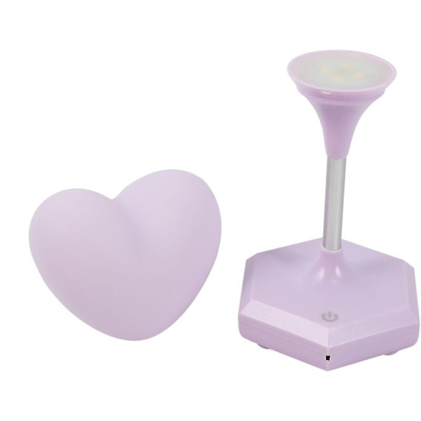 USB-drevet dekorativ lampe LED nattlampe Nyhet 3D magnet hjerte atmosfære lampe Fjernkontroll for baby jente seng gave trykk pære-lilla