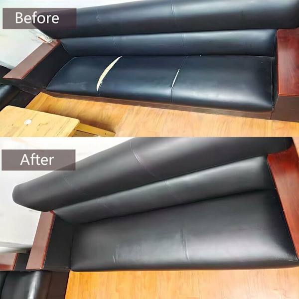 Sort Selvklæbende Læder Reparationskit 150 x 40cm - PU Læder Klæbende Rulle Reparation - til Sofaer, Jakker, Håndtasker, Bilsæder, Lædermøbler Rep