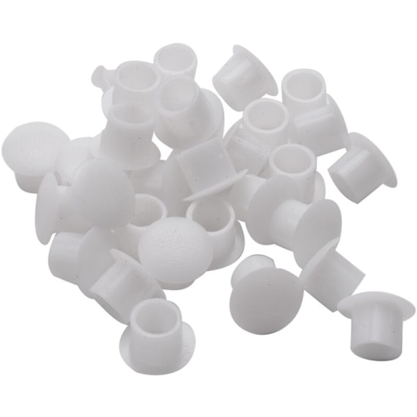 8mm Diameter lige plastik skruehætte hul dækker hvid 30stk