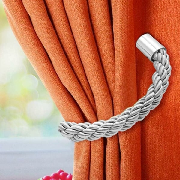 Set med 2 gardinuppsättningar med gardinspänne för hemmakontor värd (Silver)-