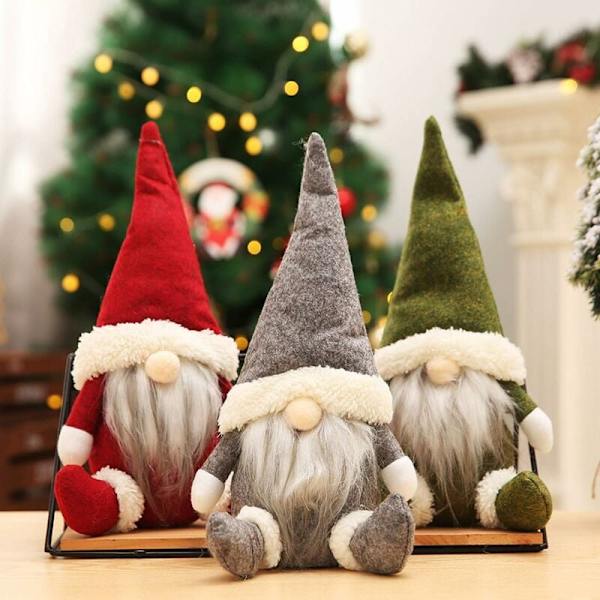 Tomtar Julgranspynt, 2020 Julpynt Handgjorda Plysch Tomtar Jultomte Elf Hängande Dekorationer för Hemfest Dekoration