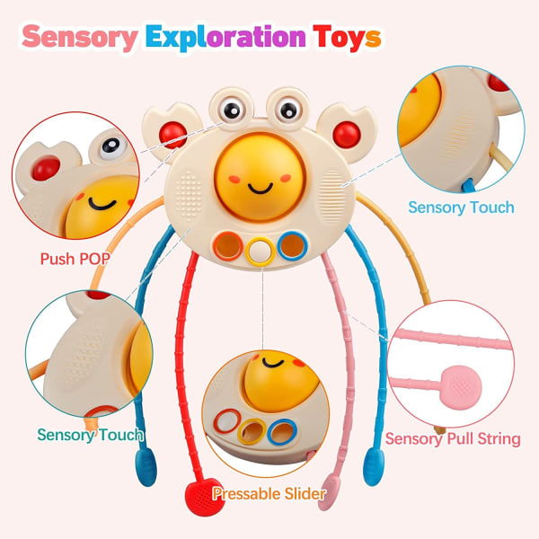 Montessori-babyleke 1 år, tidlig læringsleke 6-18 måneder, silikonsensorisk læring og tennerleke, badeleke til baby, gave til gutt