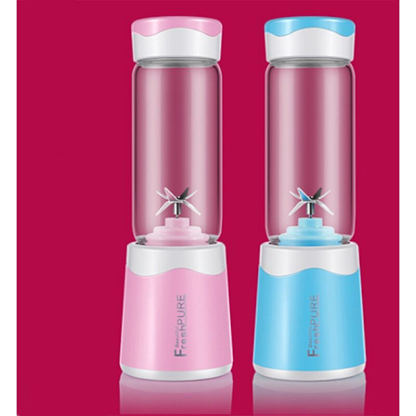 Bärbar juiceblender USB juicerkopp multifunktionell fruktmixer sexbladig smoothies - Rosa