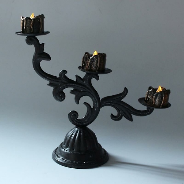 4 stk Halloween LED Lys Stearinlys Elektrisk Lys Stearinlys Lampe Cool Natlys Sort Skal Med Gult Blink