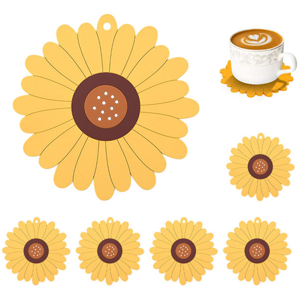 Blomsterunderlag, 6 Søte Silikonunderlag Sklisikre Vaskbare Gjenbrukbare Varmebestandige