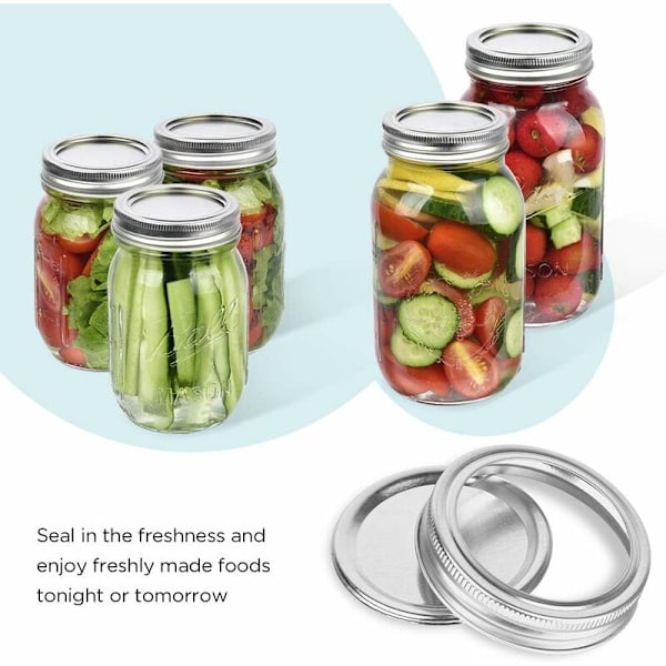 Mason Jars Låg, 24Pak 70mm Almindelig Mund Lækagefri Konserveslåg Split Type Låg