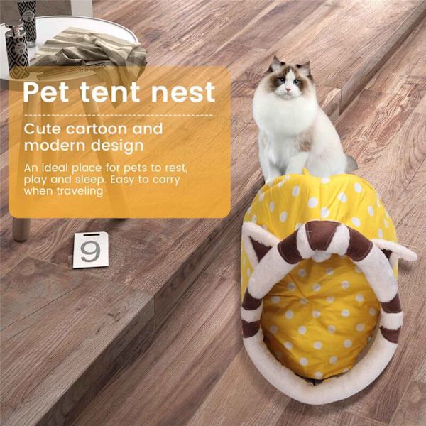 Söt kattbädd varm husdjurskorg bekväm fashion kudde mjuk kattunge rolig matta väska för tvättbar grottbädd (M)