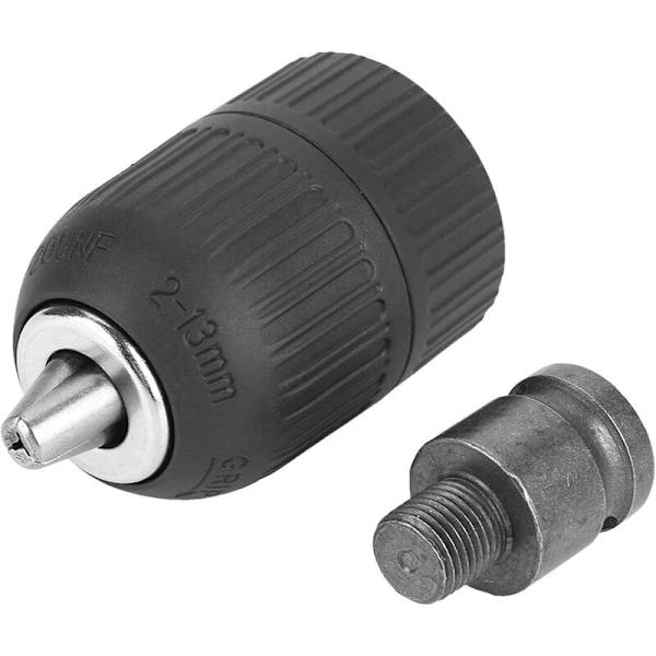 Borepatron - 2-13 mm 1/2 tommer-20UNF nøglefri borepatron med 1/2 tommer patronadapter til slagmøtrik konvertering