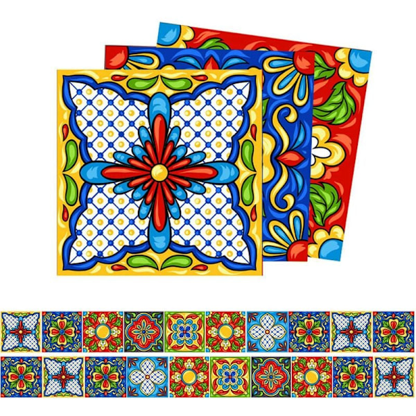 Kakelklistermärken Kök Backsplash 3D Självhäftande Mosaikrum Skala och klistra -10X10Cm