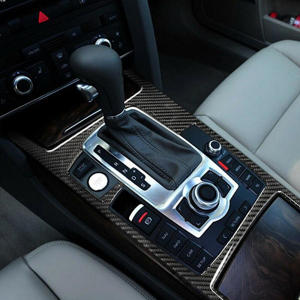 Kolfiber Växelspaks Panel Dekaler för Audi-A6 2005 2006 2007 2008 2009 2010 2011, B