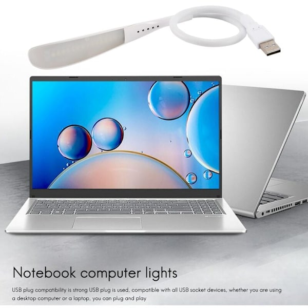 Bärbar USB LED-lampa med touch-brytare för tangentbord, bärbar dator, läslampa (vit)