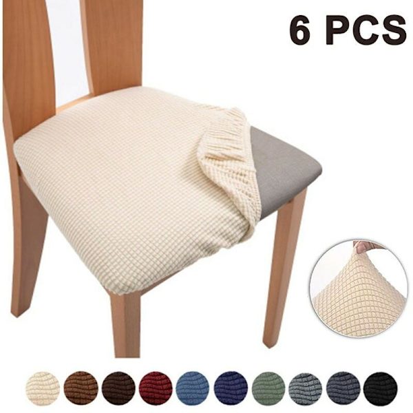 6 st Stretch Jacquard Stolskyddsöverdrag, Avtagbara Tvättsäkra Dammsäkra Matstolsöverdrag -