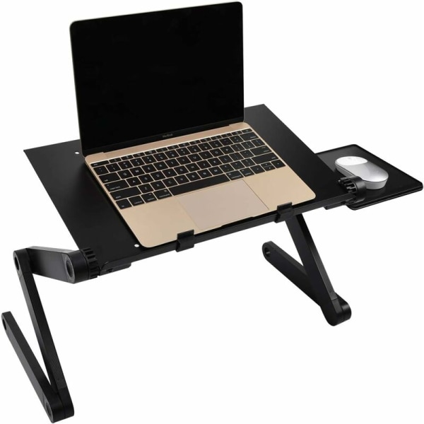 Ideel Swan Laptop Stand Folde Senge Bord Laptop Stand Sengebakke Vippet læsestand til sofa, bog, magasin og morgenmad - sort