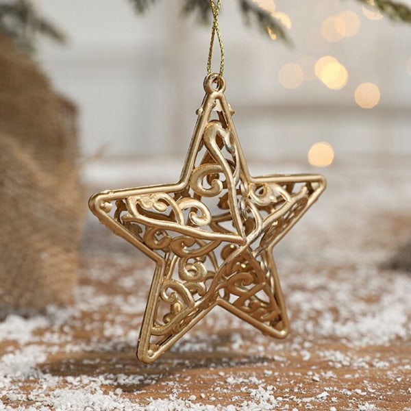 Julepynt Guld Festartikler Jule Stjerne Ornamenter Flash Hængende Stjerner Retro Juledekoration