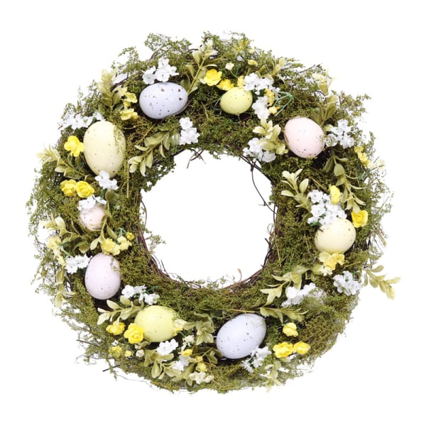 Kunstig påskekransdekorasjon, henger 40 cm for inngangsdør, veggoppheng, påskeferie Hjemmefest Veggdekor Egg vårkrans