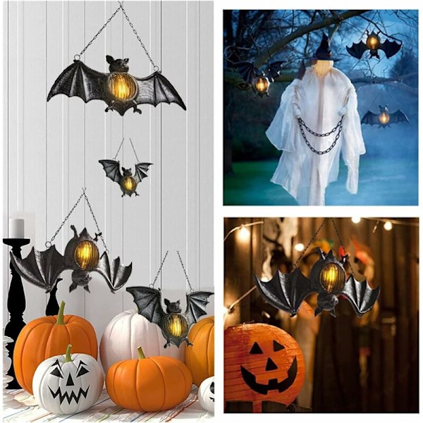 Halloween-lepakko riipus ulkovalaistus LED-lyhty, simuloitu lepakko liekiton valo, hartsi riippuva lamppu juhlan koristeluun (Väri: 1 kpl)