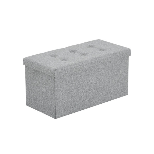 76x38x38cm Trækstoffodskammel i Lærred MDF Foldbar Opbevaringsskammel Mørkegrå