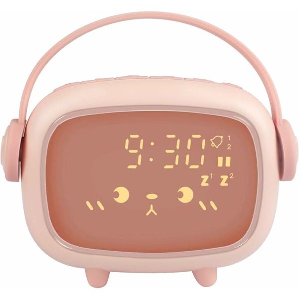 Digital Barnklocka för Barn, Barnklocka för Flickor och Pojkar, Digital Klocka, Ängel Nattskylt, LED-Väckarklocka med Ljus, Sänglampa, Rosa