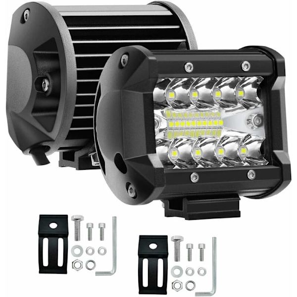 Pakke med 4,25\" 60W Tre-Rækkers LED Strip Light Bar LED Arbejdslys Floodlight Combo Beam DC 12V-24V 6000K til Offroad 4x4 Køretøjer ATV Utvs (3 Rækker 4\" 6
