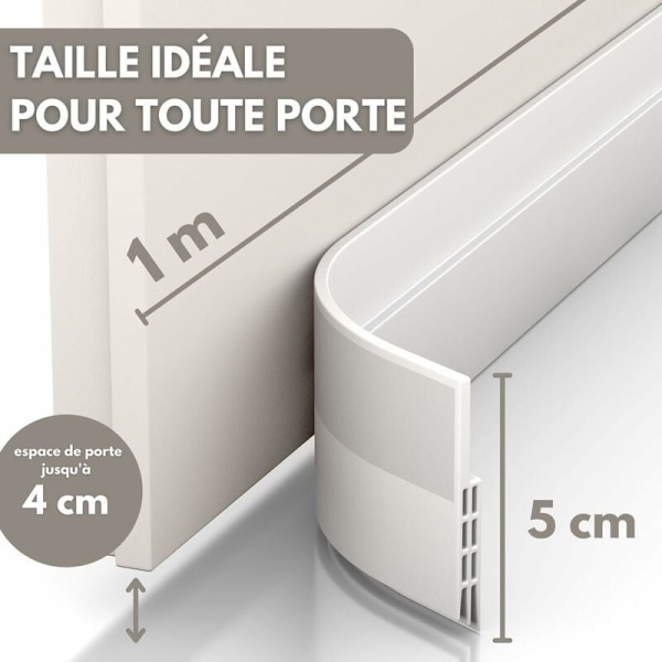 Anti-draft door sweep & door seal - NEW insulating door sweep (quick to install), ideal for insulation against cold, noise & humidity (1 x white)