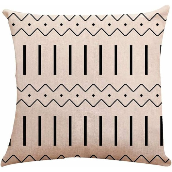 Kuddfodral Set om 4, Modern Soffa Kuddfodral, Dekorativt Utomhus Linne Kuddfodral för Soffa Säng Bil (Svart, 5050cm, Set om 4)-DENUO