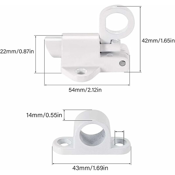 2 stk. Dørgreb, Fjedergreb, Bolte Dørgreb, Med 8 skruer, Velegnet til døre og vinduer, Træ døre, Toilet døre, Skabe, Garderobeskabe,