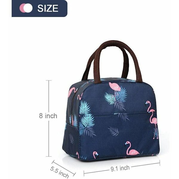 Navy Flamingo Cool Bento Taske Bento Taske Bærbar Isoleret Frokostpose Cool Frokostpose Picnic Tote Taske Isoleret Pungpose Vandtæt Lærred Damer, Sol