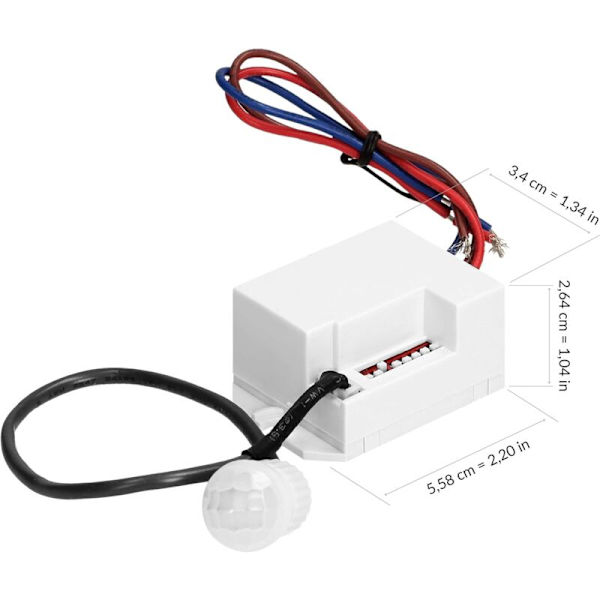 Mini bevægelsessensor lys 140 grader LED AC 110V-240V Kompatibel med skumringsrelæ og timer