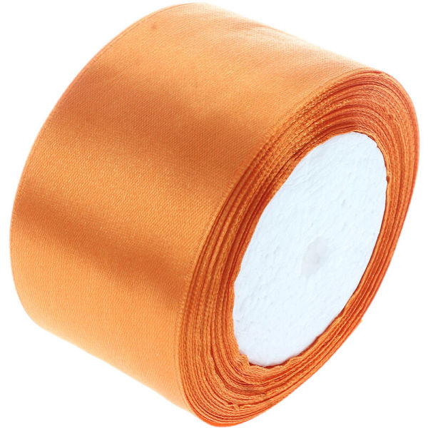 1 rulle (25 meter/rulle) 2 tum (50 mm) enfärgad satinband dekoration julband (orange)
