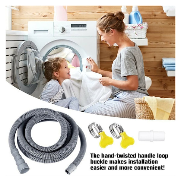 Vaskemaskin Avløpslange, 1,5M Avløpslange Forlengelse, Universal Avløpslange, Vann Avløpslange, Med Brakett Og Slangeklemmer, For Vaskemaskin, Di