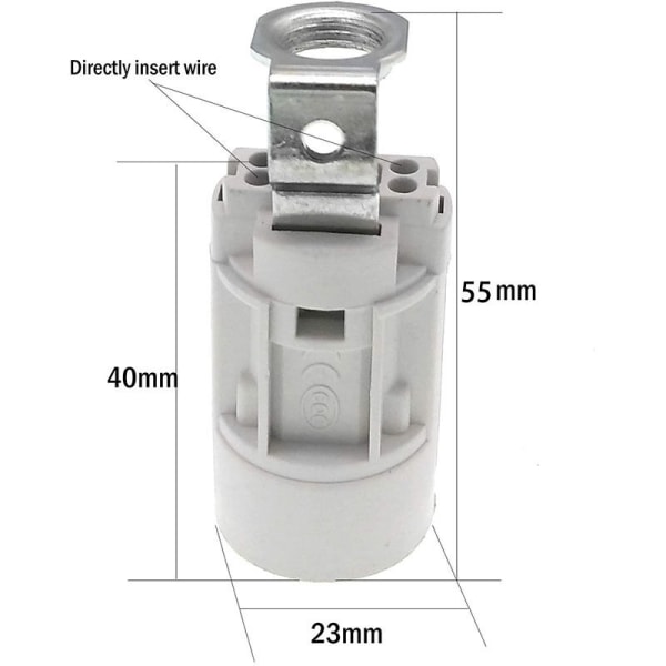 E14 Flammepære Sockel, Termoplast, Svart, SES 52mm Høy, 1/8 IPS Hickey Tråd