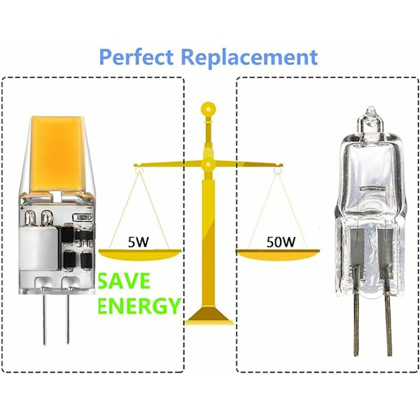 G4 LED Pære AC/DC 12V 5W LED Lamper G4 Varmt Hvid 3000K Lyspærer Ækvivalent til 50W Halogenlampe 360° Strålevinkel Ingen Flimmer, Pakke med 6, Varmt Hvid