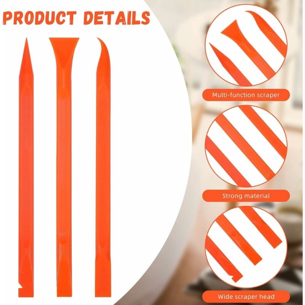 18 st anti-scratch plastskrapa verktyg kolfiber plastskrapa multifunktionell skrapa penformad skrapa rengöringsskrapa verktyg (orange)