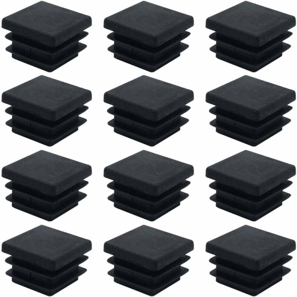 40 stk firkantede endehetter for møbler Plast firkantede rørplugger 20mm x 20mm Rørplugger Antisklimatte Svart Rektangulær endehette Rørdeksel Sett inn P