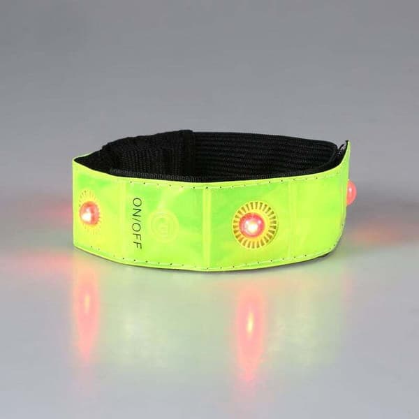 Led utomhus sport säkerhet reflekterande handledsband, gul, 2 st
