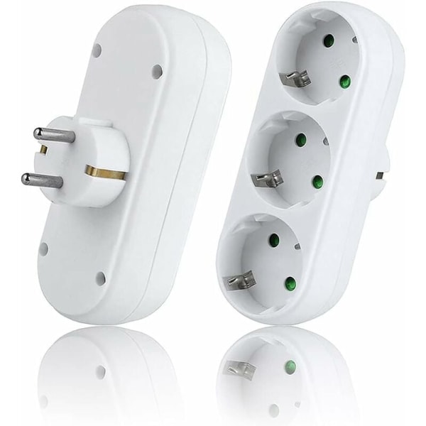 2 stk. vægstikdåse, multistikdåse med 3 stikkontakter, (3500W/16A), multistikdåse, elektrisk multistikdåse til hjemmet og kontoret-Fei Yu
