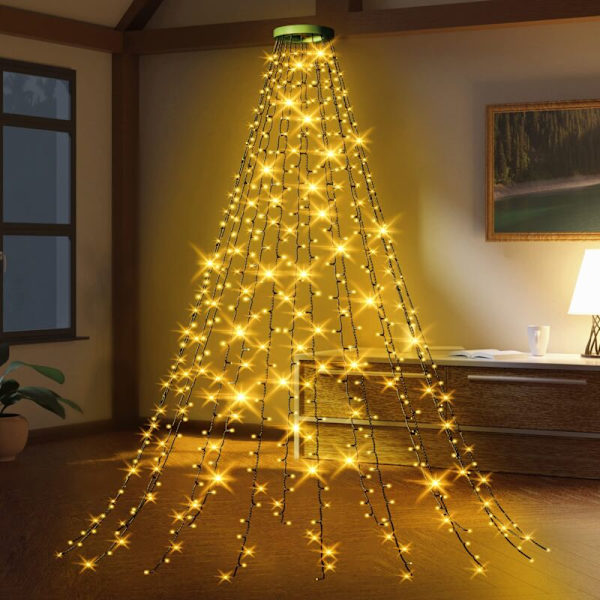 Julgransbelysning, 2M 16 Grenar 400 LED Julgransbelysning, Vattentät Julbelysning för Julgransdekoration - Varmvit