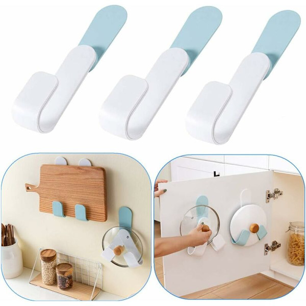 Grytelokkshylle ABS Selvklebende Pan Lokk Organizer Holder Justerbar Henge Gryte Lokk Organizer (Sett med 3) -