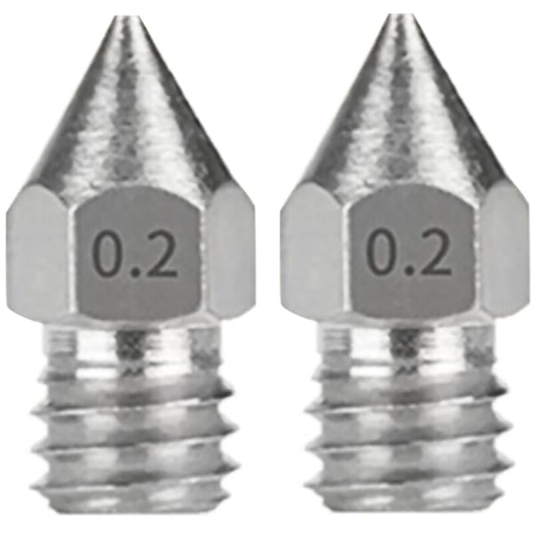 2 stk 0,2 mm 3D-skriver MK8 ekstruder messingdyseutskrifter for MK8