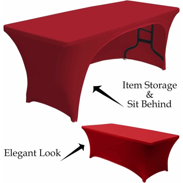 Spandex-pöytäliina 6 jalkaa (n. 1,8 m) Polyesteripöytäliina Stretch Spandex -pöytäliina - pöytäliina (selkänojaton punainen)