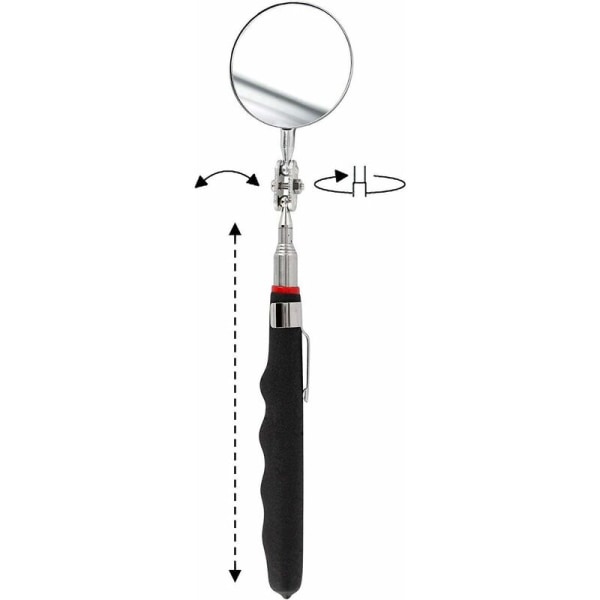Ultratunn teleskopisk spegel - Utökningsbar upp till 70 cm - Dubbel kulled - Halkfritt handtag