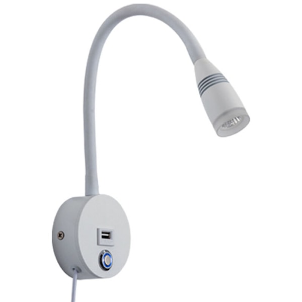 Väggmonterad Läslampa Sconce USB Laddningsport Touch Dimmer Switch LED Varmvit Input
