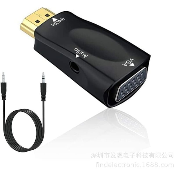 HDMI-VGA-muunnin - Äänikaapeli - Videotarkkuus - Kompakti sovitin äänensiirrolla - 3,5 mm liitäntä