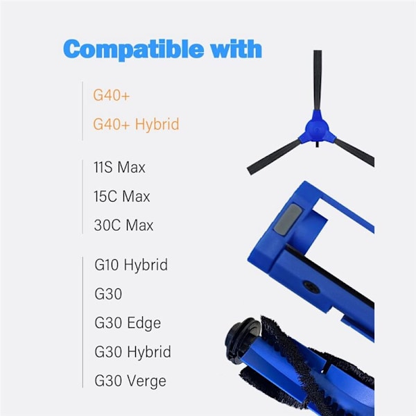 Yhteensopivat harjat G40+, G40+ Hybrid, 35C, Robovac 11S, 25C, 15C, RoboVac 30 -malleille