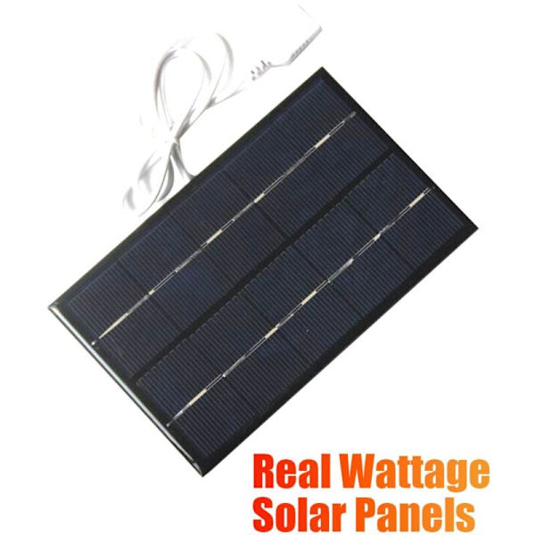 2W 5V Solcellepanel USB Batterilader Utendørs Bærbar for Bærbar PC Bank Vanntett Polysilicon Sollader
