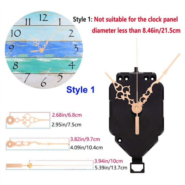 2X DIY Quartz Pendulum Urværk Mekanisme Urværkssæt med 4 par forskellige visere Vægurs Reparationsdele