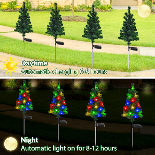 Solcells LED-julklappsträdbelysning 2 st 75 cm Utomhusbelysning Dekorativ landskapsbelysning Perfekt för en trädgård eller gräsmatta