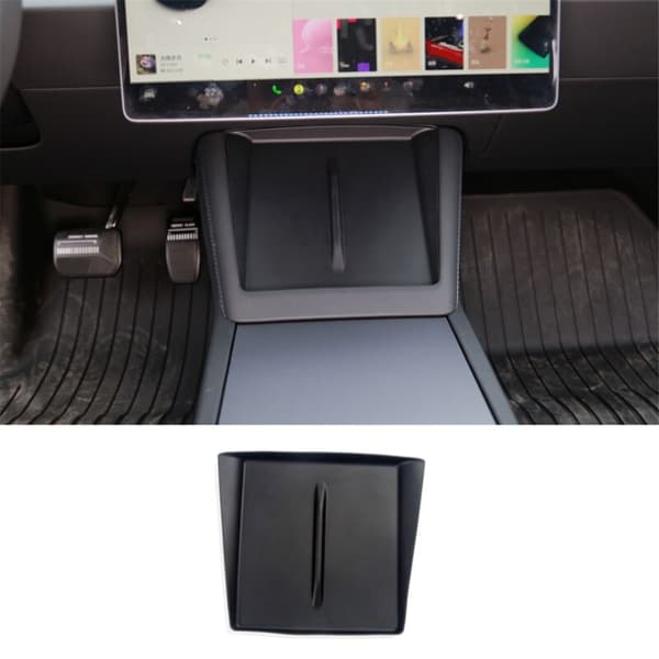 Til Model 3 2024 Center Console Oplader Uden Skridsikker Silikone Måtte Interiør Tilbehør (Sort)